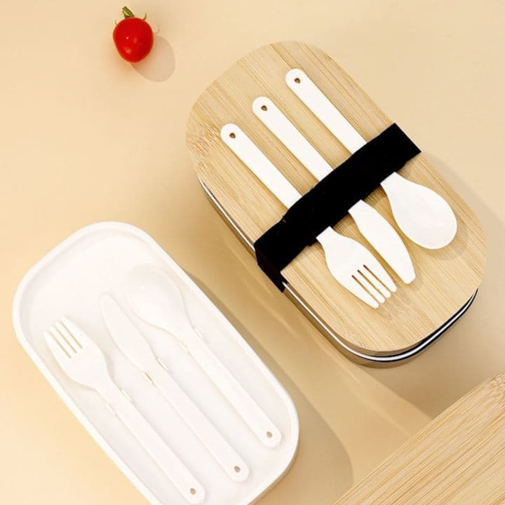 天然竹蓋縦型弁当箱専用箸付き