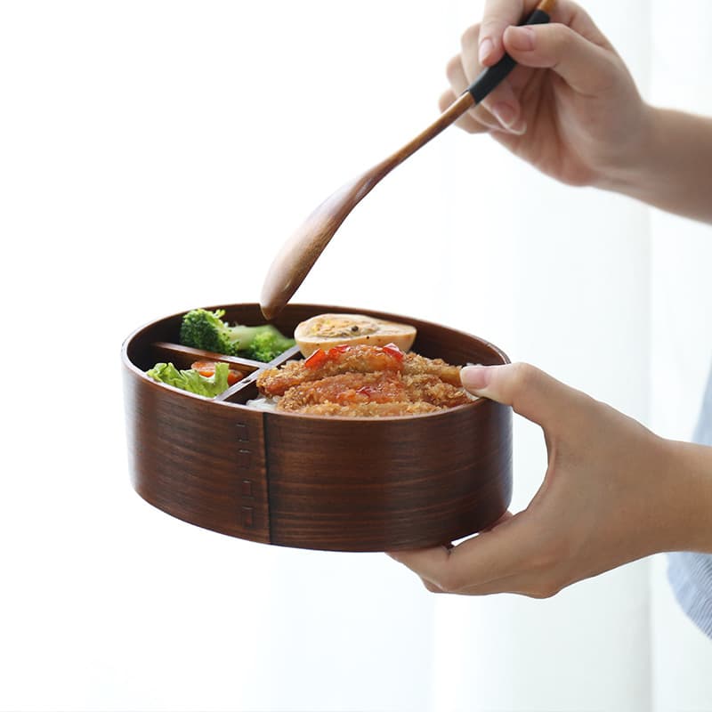 天然木製縦型弁当箱