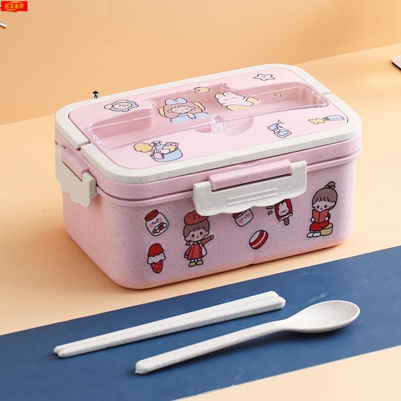 かわいいキャラクターシール付き縦型弁当箱