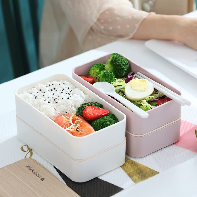 天然木蓋付きナチュラル二段弁当箱